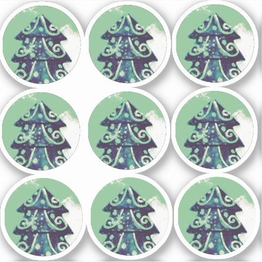 Festive Green Decorated Kerstmis Sticker (Voorkant)