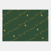 Festive Green- en Gold-kerstscript Inpakpapier Vel (Voorkant 3)