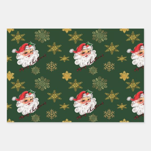 Festive Green- en Gold-kerstscript Inpakpapier Vel (Voorkant 2)