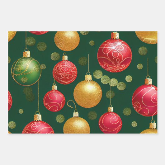 Festive Green- en Gold-kerstscript Inpakpapier Vel (Voorkant)