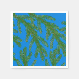 Festive Green fir-boomvertakkingen en twigs Blue Servet