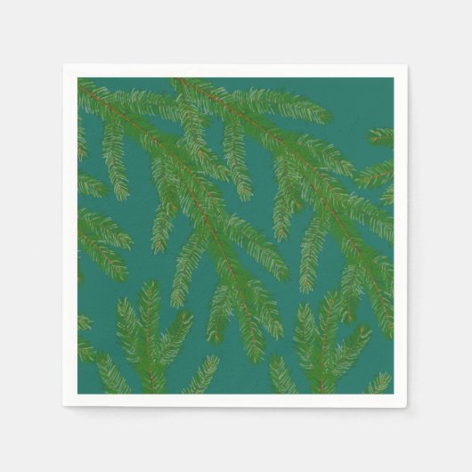 Festive Green Fir Tree Branches Servet (Voorkant)