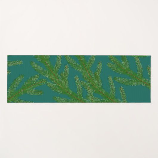 Festive Green Fir Tree Branches Yogamat (Voorkant (horizontaal))