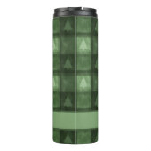Festive Green Fir Tree Plaid And Name Christmas Thermosbeker (Achterkant)