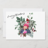 Festive Green Foliage Eucalyptus Red Cardinale Bir Feestdagenkaart (Voorkant)