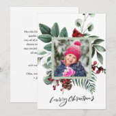 Festive Green Foliage Eucalyptus Red Cardinale Bir Feestdagenkaart (Voorkant / Achterkant)