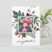 Festive Green Foliage Eucalyptus Red Cardinale Bir Feestdagenkaart (Staand voorkant)