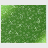 Festive Green Folie Snowflakes Monogram Naam Cadeaupapier (Vlak)