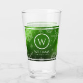 Festive Green Folie Snowflakes Monogram Naam Glas (Achterkant)