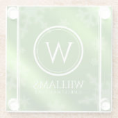 Festive Green Folie Snowflakes Monogram Naam Glazen Onderzetter (Achterkant)