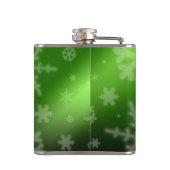 Festive Green Folie Snowflakes Monogram Naam Heupfles (Achterkant)