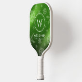 Festive Green Folie Snowflakes Monogram Naam Pickleball Paddle (Links)