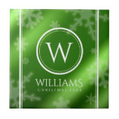 Festive Green Folie Snowflakes Monogram Naam Tegeltje (Voorkant)