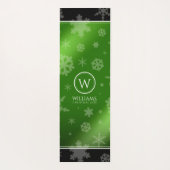 Festive Green Folie Snowflakes Monogram Naam Yogamat (Achterkant)