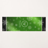 Festive Green Folie Snowflakes Monogram Naam Yogamat (Voorkant (horizontaal))