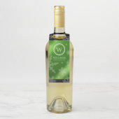 Festive Green Folie Snowflakes Monogram Name Bottl Flessenhanger (Op fles)