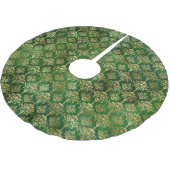 Festive Green & Gold Foil Winter KerstDamask Kerstboom Rok (Gekanteld)