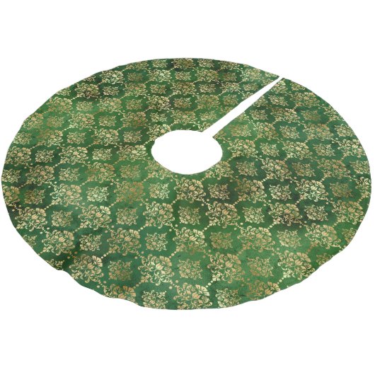 Festive Green & Gold Foil Winter KerstDamask Kerstboom Rok (Gekanteld)