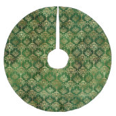 Festive Green & Gold Foil Winter KerstDamask Kerstboom Rok (Voorkant)