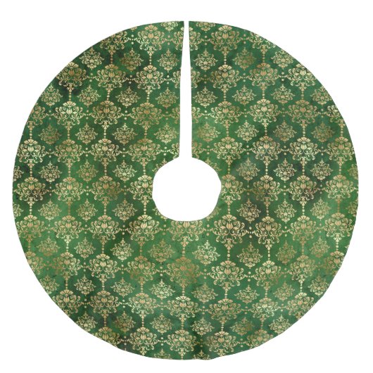 Festive Green & Gold Foil Winter KerstDamask Kerstboom Rok (Voorkant)