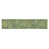 Festive Green & Gold Foil Winter KerstDamask Korte Tafelloper (Horizontaal)
