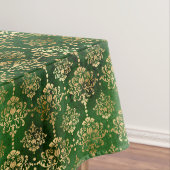Festive Green & Gold Foil Winter KerstDamask Tafelkleed (Voorbeeld)