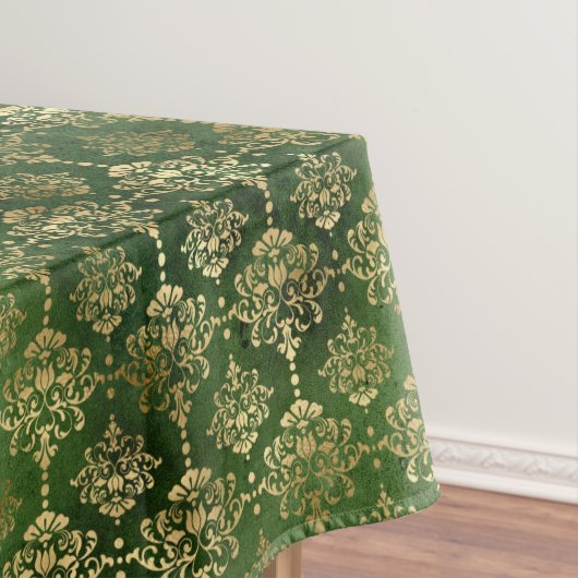 Festive Green & Gold Foil Winter KerstDamask Tafelkleed (Voorbeeld)