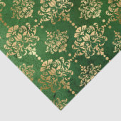 Festive Green & Gold Foil Winter KerstDamask Tissuepapier (Detail)