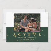 Festive Green Gold Joyful Two Afbeelding Kerstmis Feestdagenkaart (Voorkant)