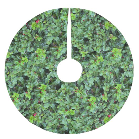 Festive Green Holly Berry Christmas Kerstboom Rok (Voorkant)