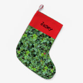Festive Green Holly Berry Christmas Kleine Kerstsok (Voorkant (Hangend))