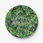 Festive Green Holly Berry Christmas Paper Plates Papieren Bordje (Voorkant)