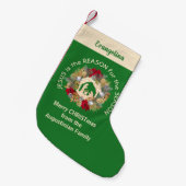 Festive Green JESUS IS DE REDEN Kleine Kerstsok (Voorkant (Hangend))