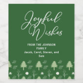 Festive Green Joyful wil kerstbomen op maat Wijn Etiket (Enkel label)