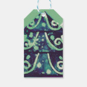 Festive Green kerstboomfamilie Feestdagen Cadeaulabel (Achterkant)