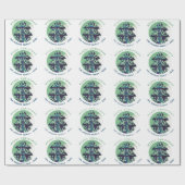 Festive Green kerstboomfamilie Feestdagen Cadeaupapier (Vlak)