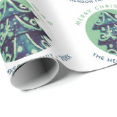 Festive Green kerstboomfamilie Feestdagen Cadeaupapier (Rol Hoek)