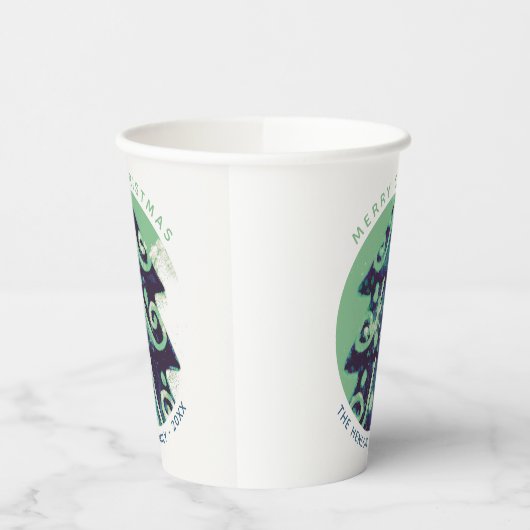 Festive Green kerstboomfamilie Feestdagen Papieren Bekers (Links)
