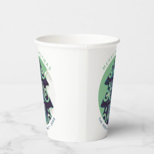 Festive Green kerstboomfamilie Feestdagen Papieren Bekers (Rechts)