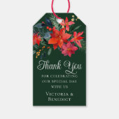 Festive Green Kerstmis Poinsettia Holiday Weddensc Cadeaulabel (Voorkant)