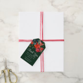 Festive Green Kerstmis Poinsettia Holiday Weddensc Cadeaulabel (Met Touw)