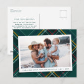 Festive green kerstplein één foto feestdagenkaart (Voorkant / Achterkant)