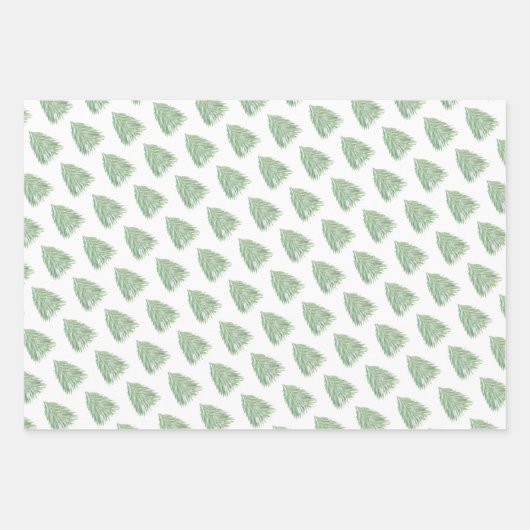 Festive Green Merry Christmas Tree Waterverf Inpakpapier Vel (Voorkant 3)