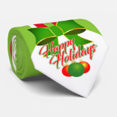 Festive GREEN met rood en wit op Prettige feestdag Stropdas (Opgerold)