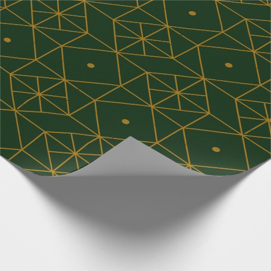 Festive Green Modern Art Deco Gold Pattern 103 Cadeaupapier (Hoek)
