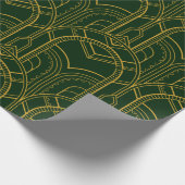 Festive Green Modern Art Deco Gold Pattern 104 Cadeaupapier (Hoek)
