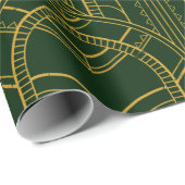 Festive Green Modern Art Deco Gold Pattern 104 Cadeaupapier (Rol Hoek)
