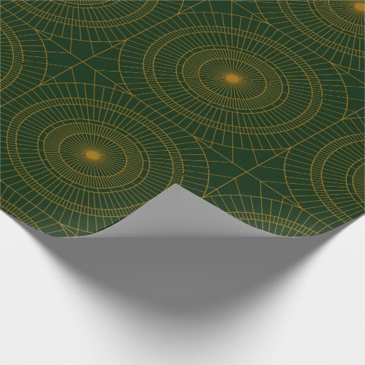Festive Green Modern Art Deco Gold Pattern 105 Cadeaupapier (Hoek)