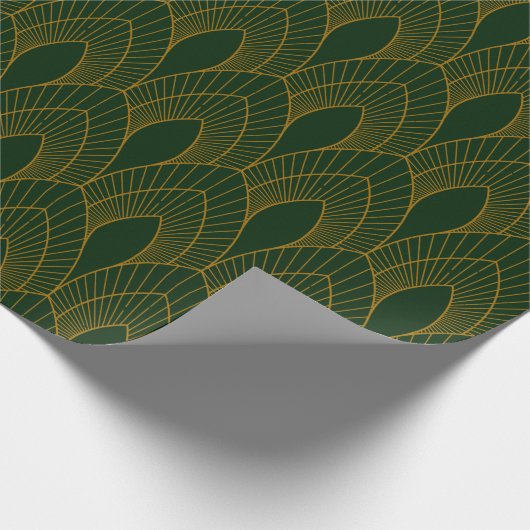 Festive Green Modern Art Deco Gold Pattern 106 Cadeaupapier (Hoek)