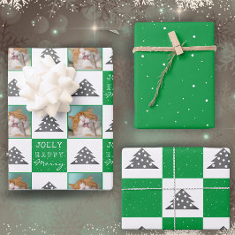 Festive Green Pet-foto kerstboom Inpakpapier Vel